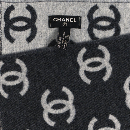 Chanel Wool Cashmere CC Scarf Grey 3 of 3