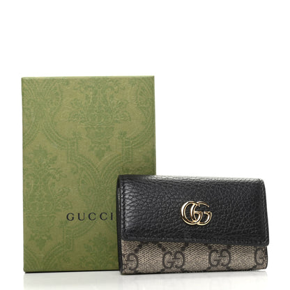 Gucci Dollar Calfskin GG Supreme Monogram GG Marmont 6 Key Holder Case Black Beige Ebony 7 of 7