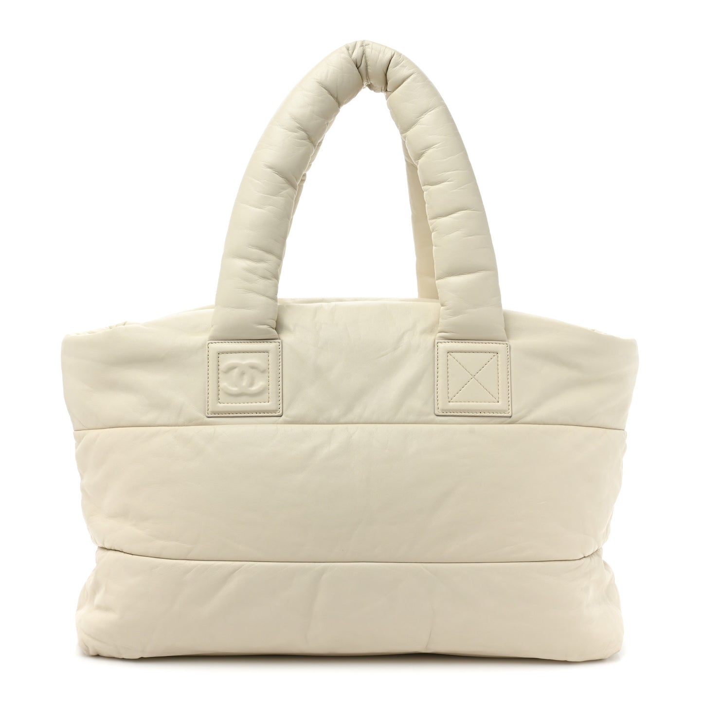 Lambskin Quilted Large Coco Cocoon Tote White