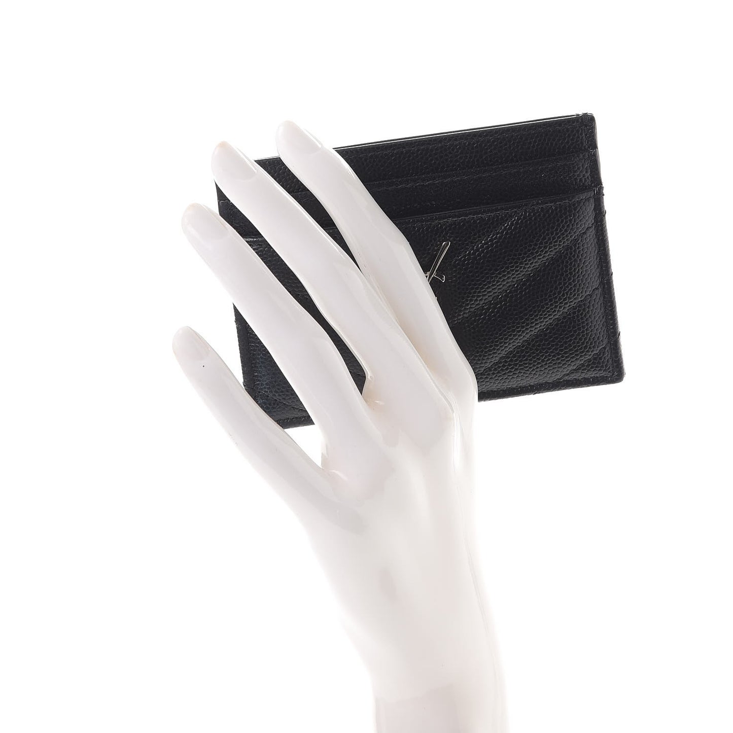 Grain De Poudre Matelasse Chevron Monogram Credit Card Case Black