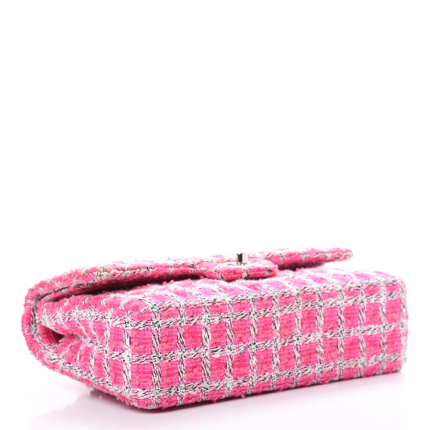 Tweed Quilted Medium Double Flap Hot Pink