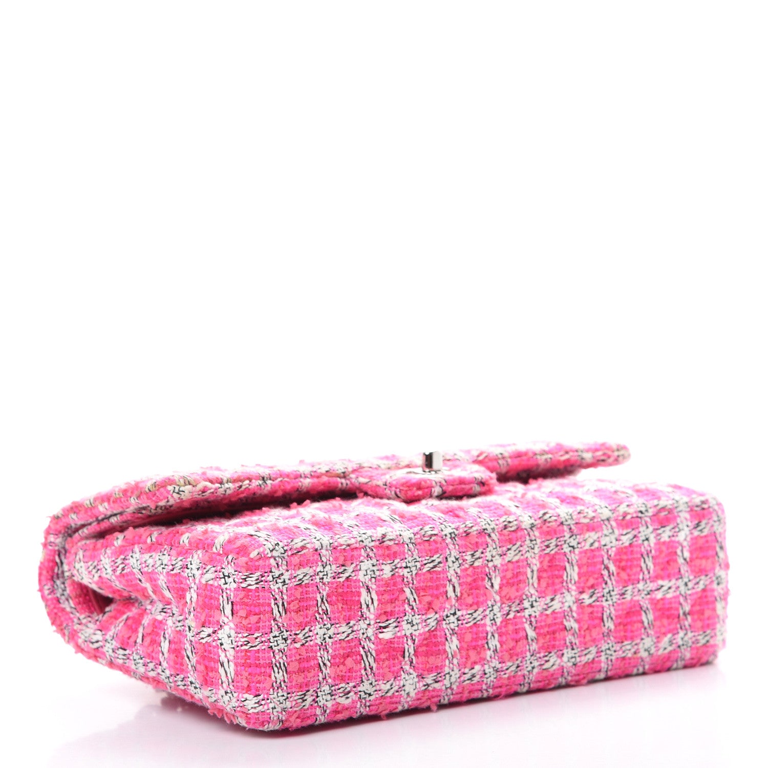 Chanel Tweed Quilted Medium Double Flap Hot Pink 3 of 9