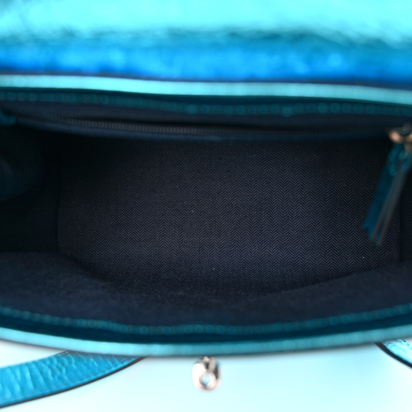 Metallic Crinkled Calfskin Mini Alexa Portobello Blue