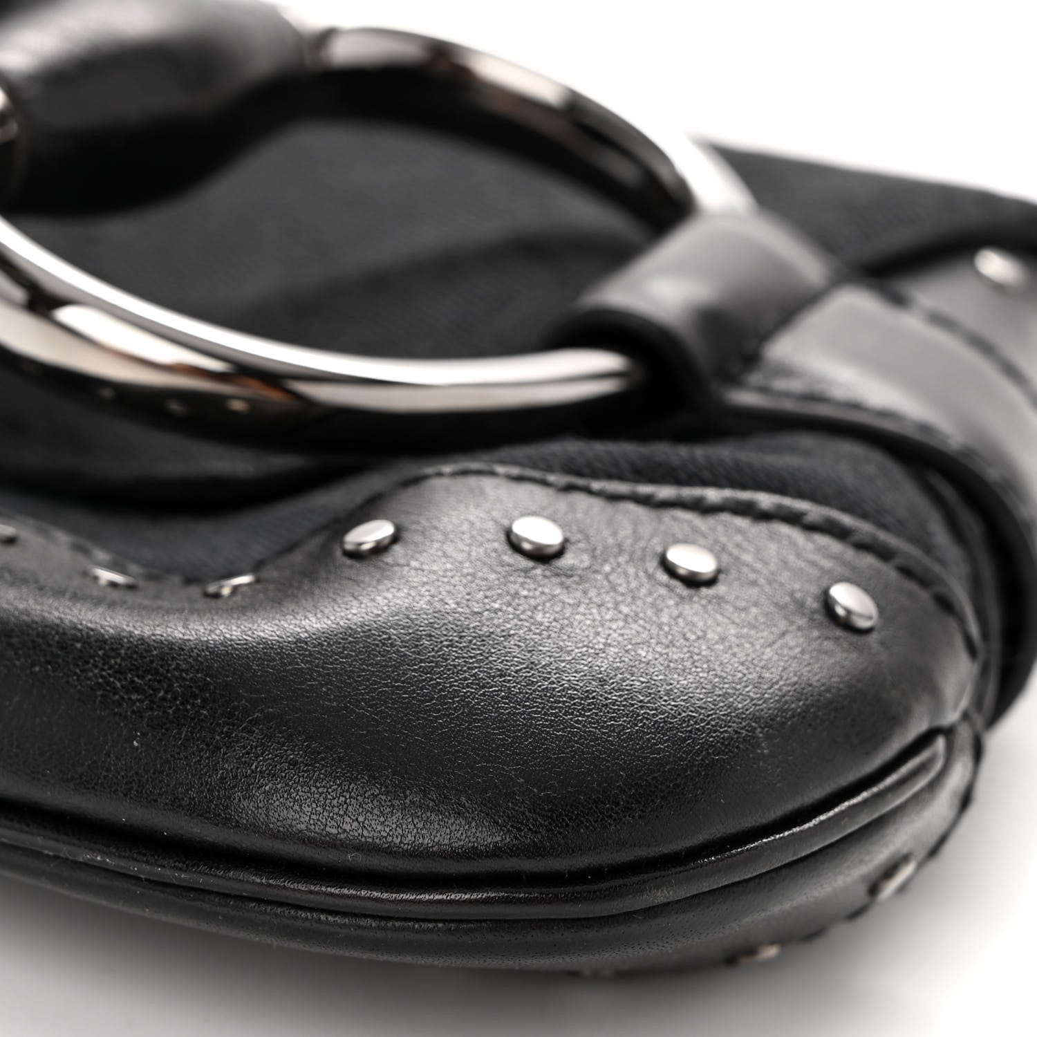 Gucci Monogram Studded Horsebit Clutch Black 9 of 11