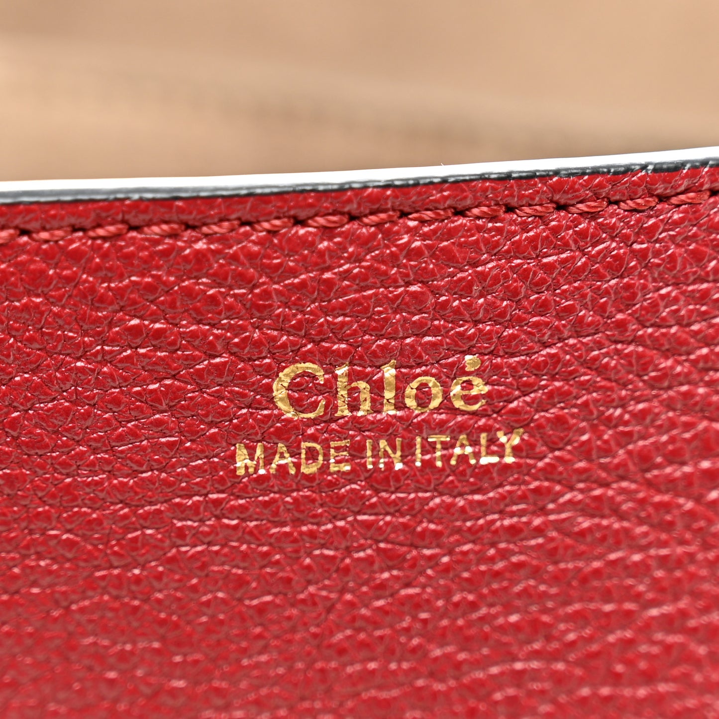 Grained Calfskin Lambskin Drew Shoulder Bag Red