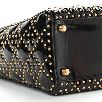 Christian Dior Patent Cannage Studded Large Lady Dior Black 5 of 10