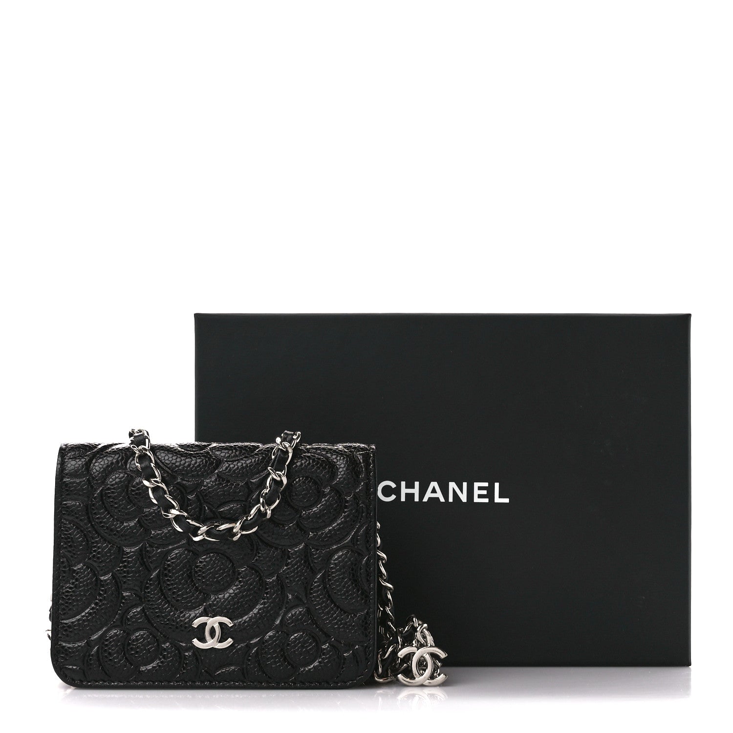 Chanel Caviar Camellia Embossed Chain Belt Bag Black 11 of 11