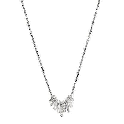David Yurman Sterling Silver Diamond Stax Rondelle Pendant Necklace 1 of 4