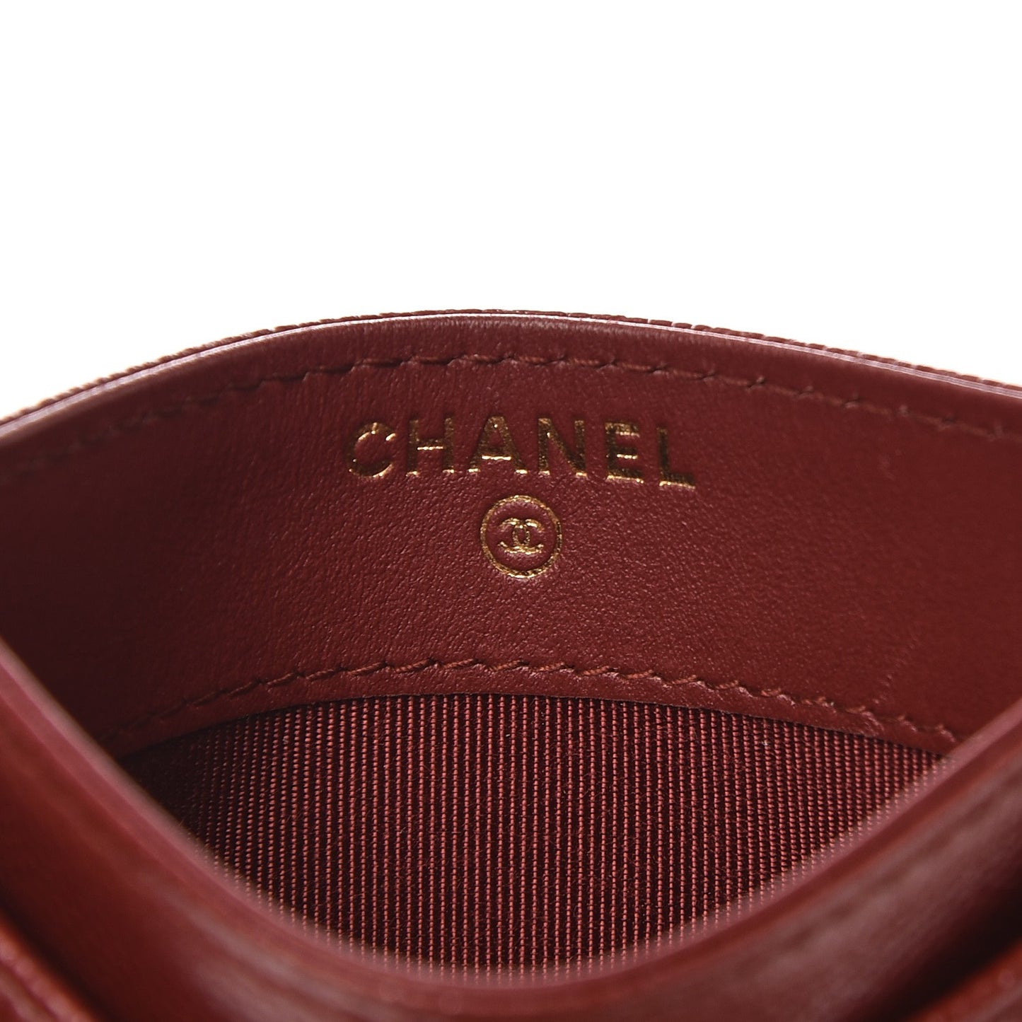 Caviar Quilted Card Holder Dark Red
