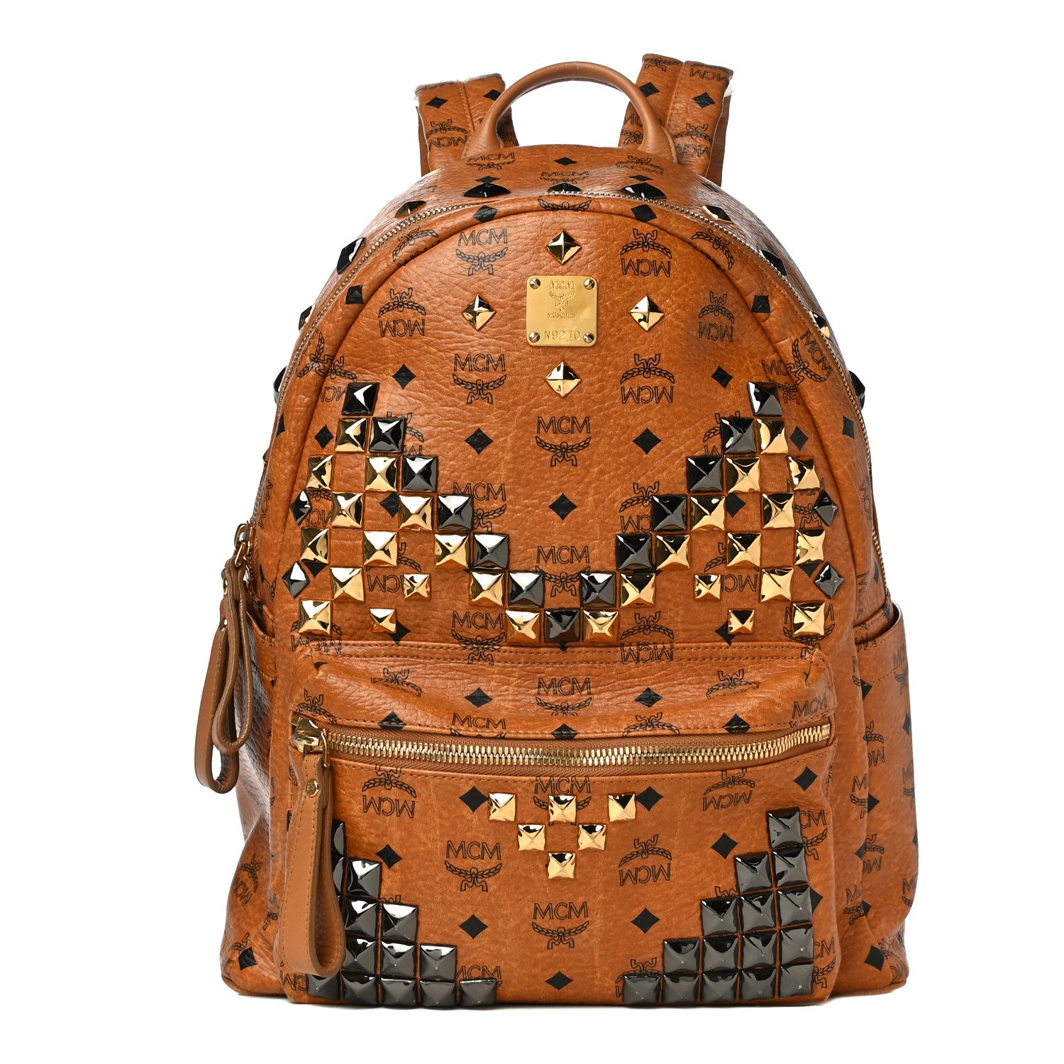 MCM Visetos Studded Medium Stark M Backpack Cognac 1 of 16