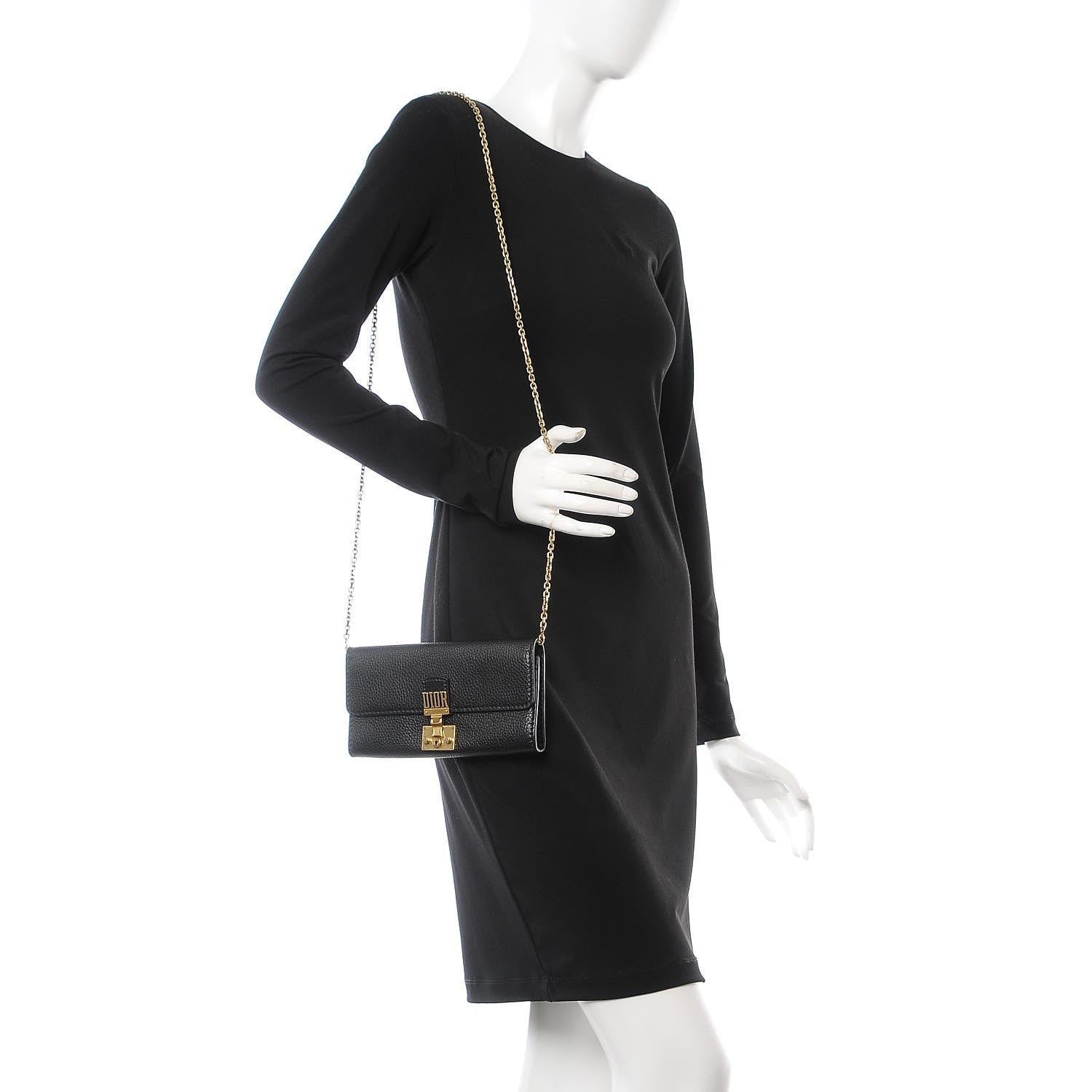 Christian Dior Calfskin Dioraddict Wallet on Chain Black 2 of 9