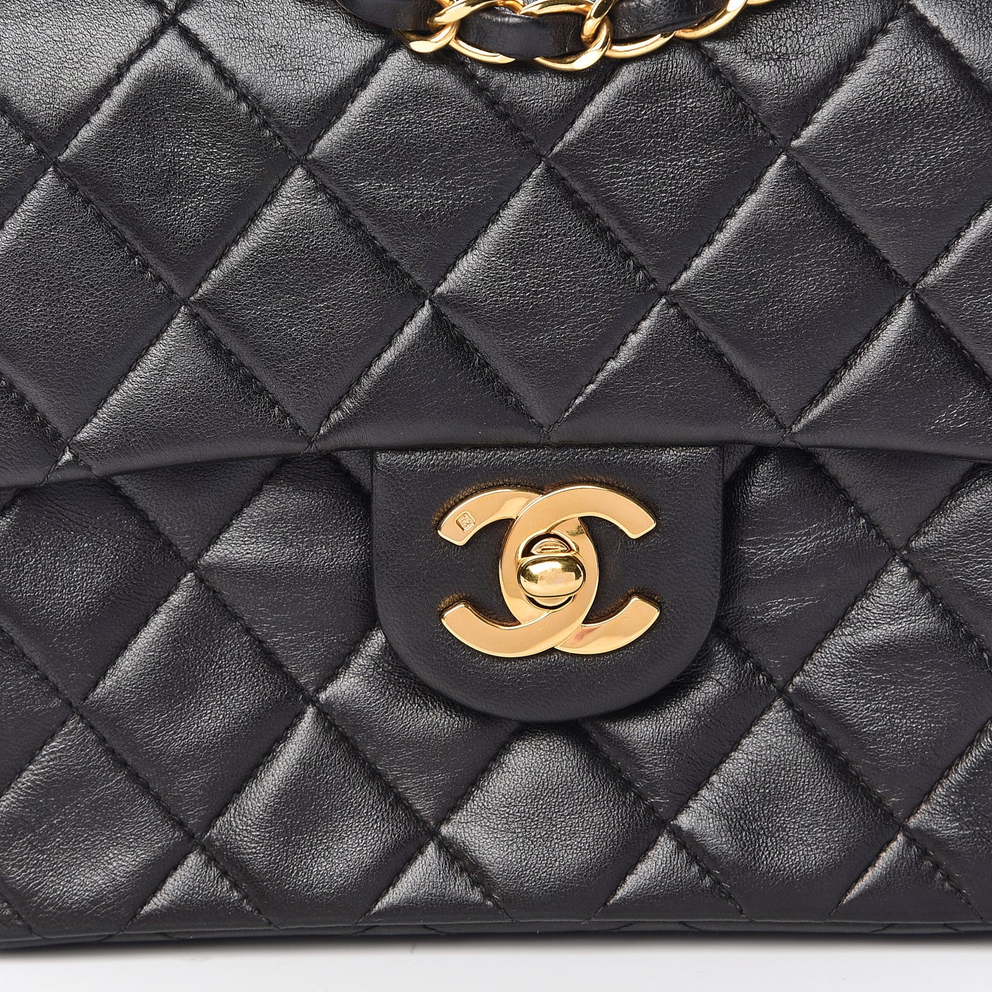 Lambskin Quilted Mini Square Flap Black