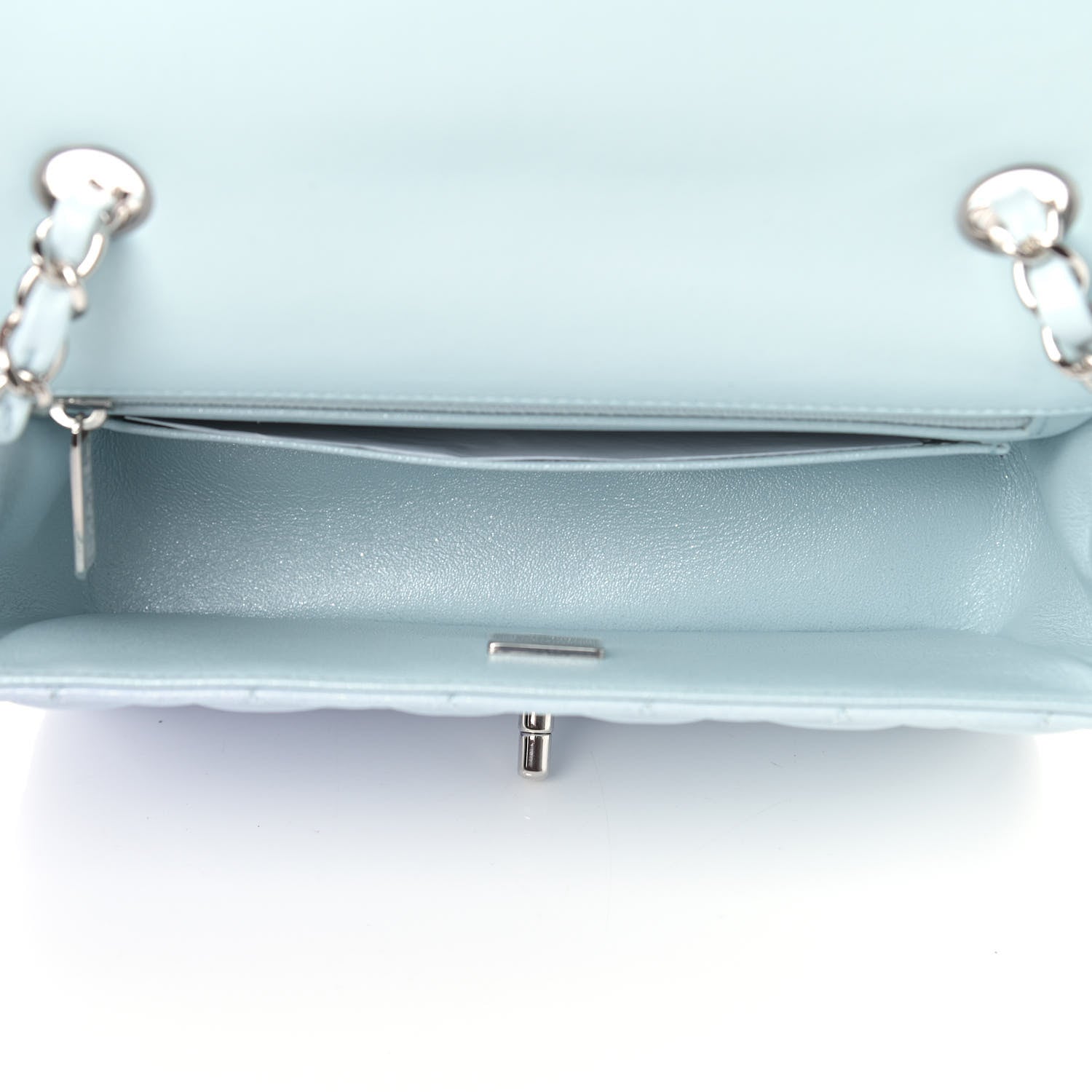 Chanel Perforated Lambskin Quilted Mini Rectangular Flap Light Blue Light Purple White 5 of 11