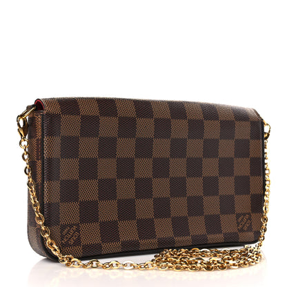 Louis Vuitton Damier Ebene Pochette Felicie Chain Wallet 3 of 9