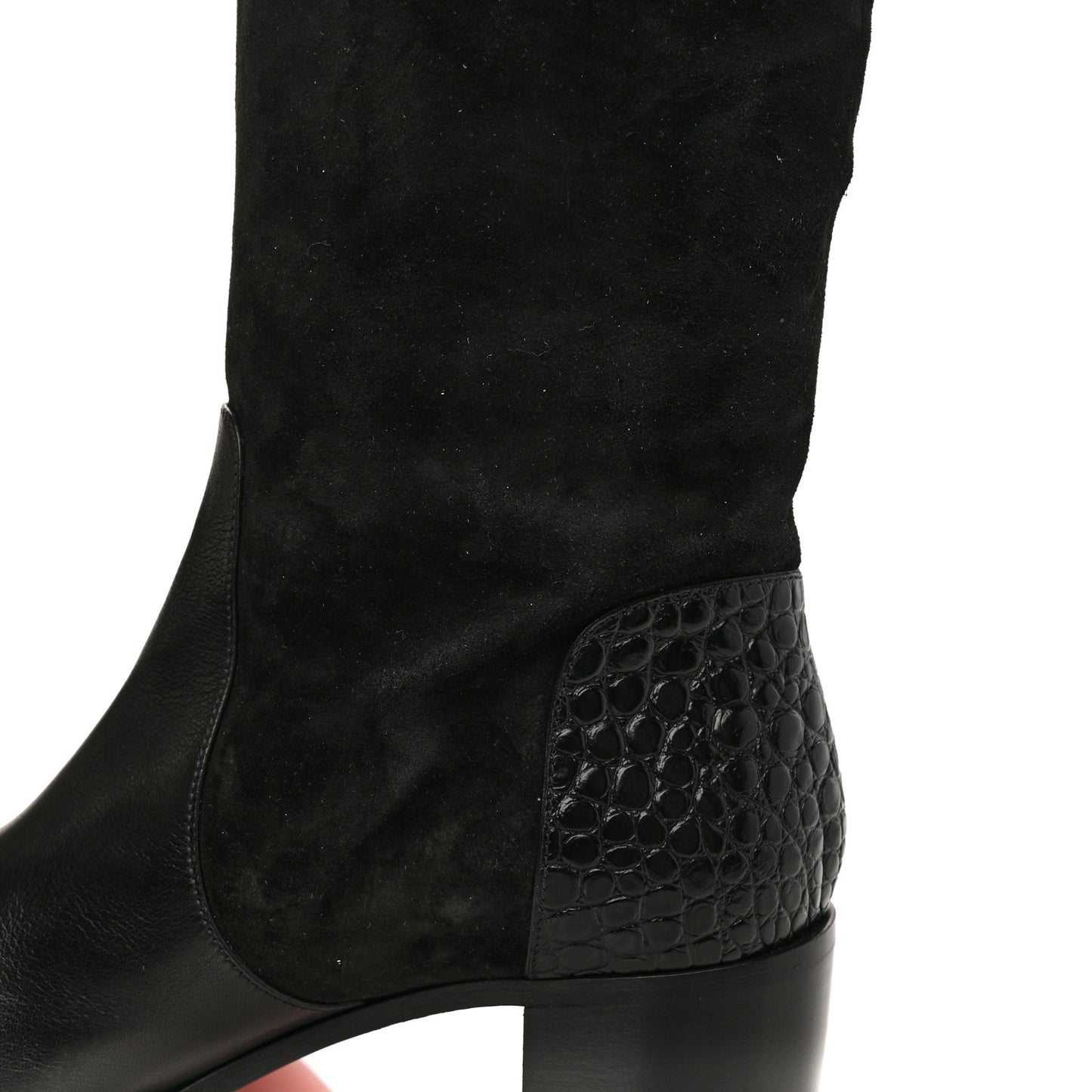 Calfskin Alligator Embossed Suede Mosaica 55 Boots 38.5 Black