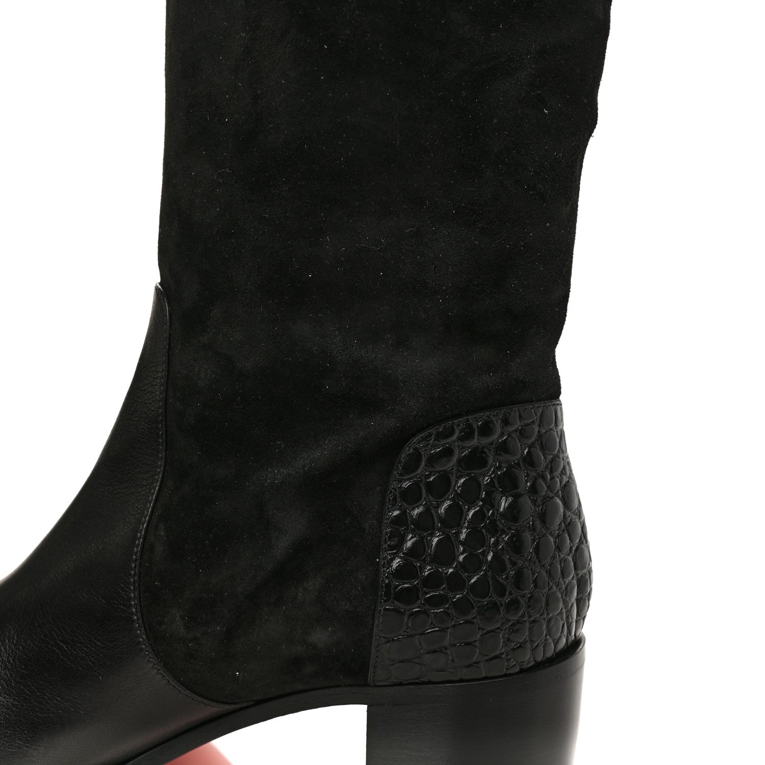 Christian Louboutin Calfskin Alligator Embossed Suede Mosaica 55 Boots 38.5 Black 9 of 9