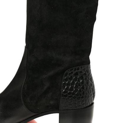 Christian Louboutin Calfskin Alligator Embossed Suede Mosaica 55 Boots 38.5 Black 9 of 9