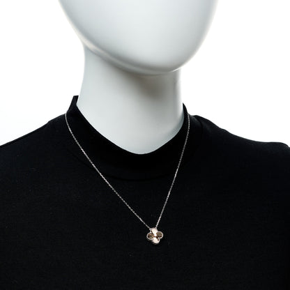 Van Cleef & Arpels 18K White Rose Gold Diamond Guilloche Vintage Alhambra Pendant Necklace 2 of 6