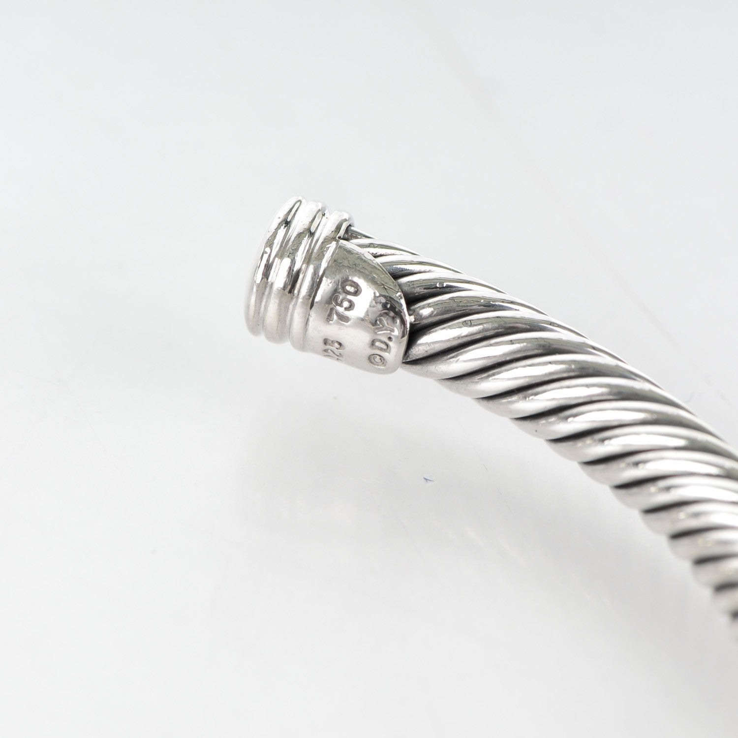 David Yurman Sterling Silver 18K White Gold Diamond Pave 5mm X Cable Bracelet 5 of 5