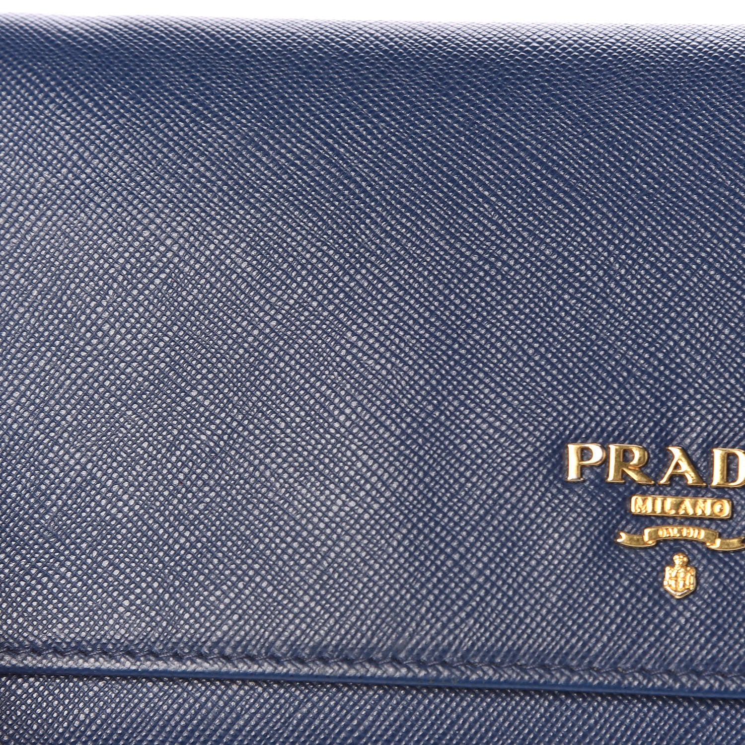 Prada Saffiano Metal Oro Chain Wallet Bleuette 10 of 15