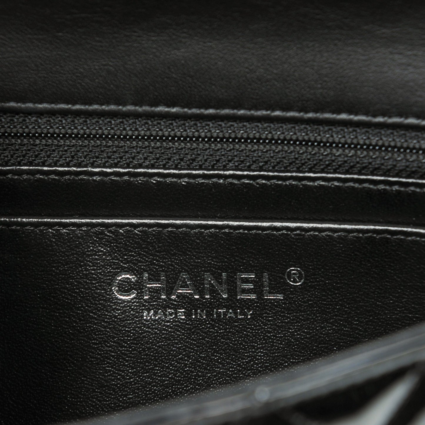 Patent Calfskin Quilted Mini Rectangular Flap Black