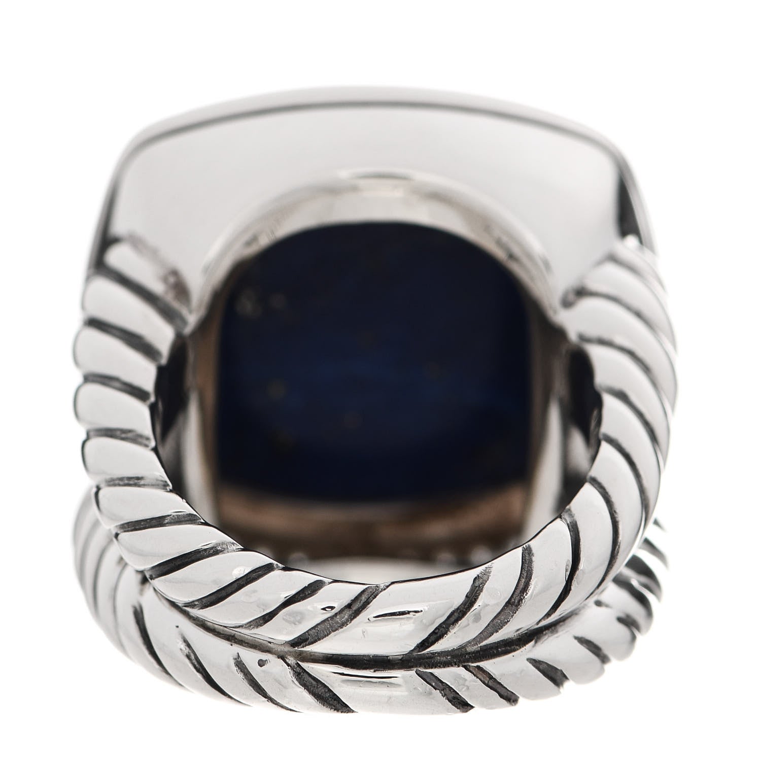 David Yurman Sterling Silver Diamond Lapis Lazuli 17mm Albion Ring 50 5.5 4 of 5