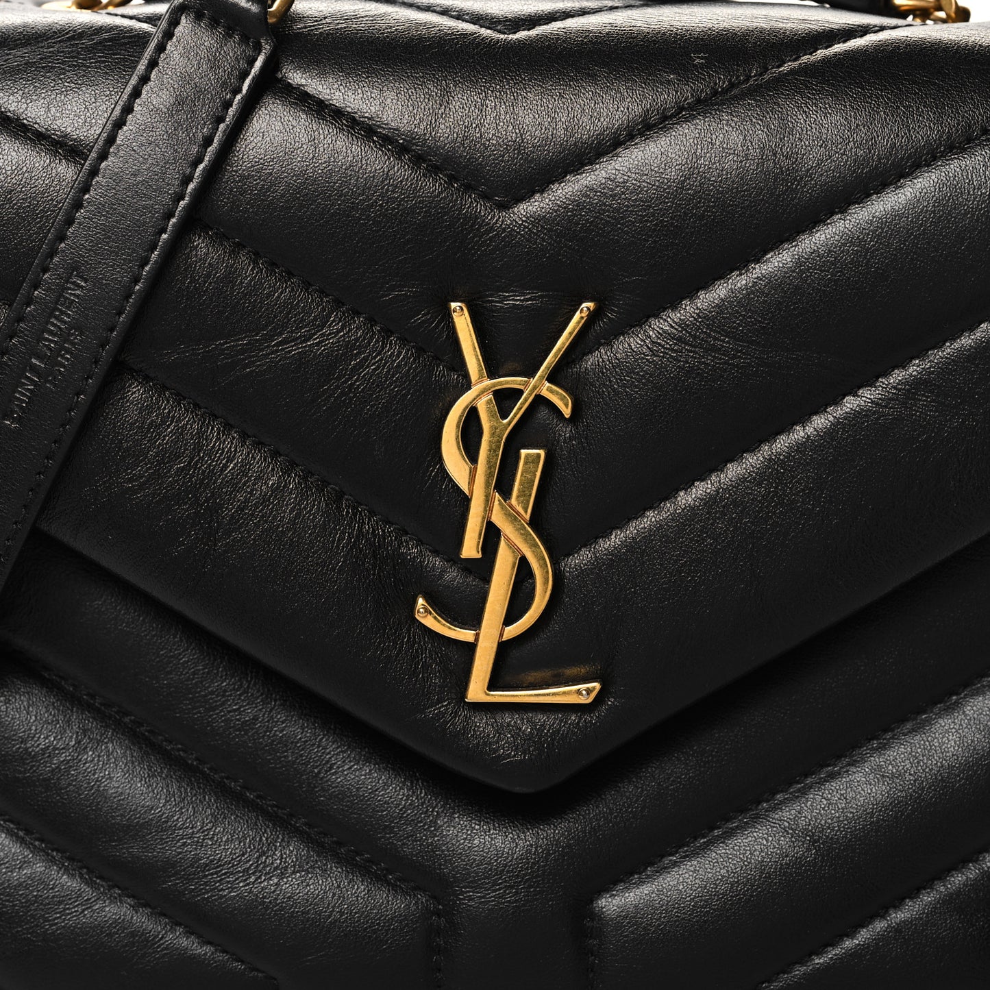 Calfskin Y Quilted Monogram Small Loulou Chain Satchel Black