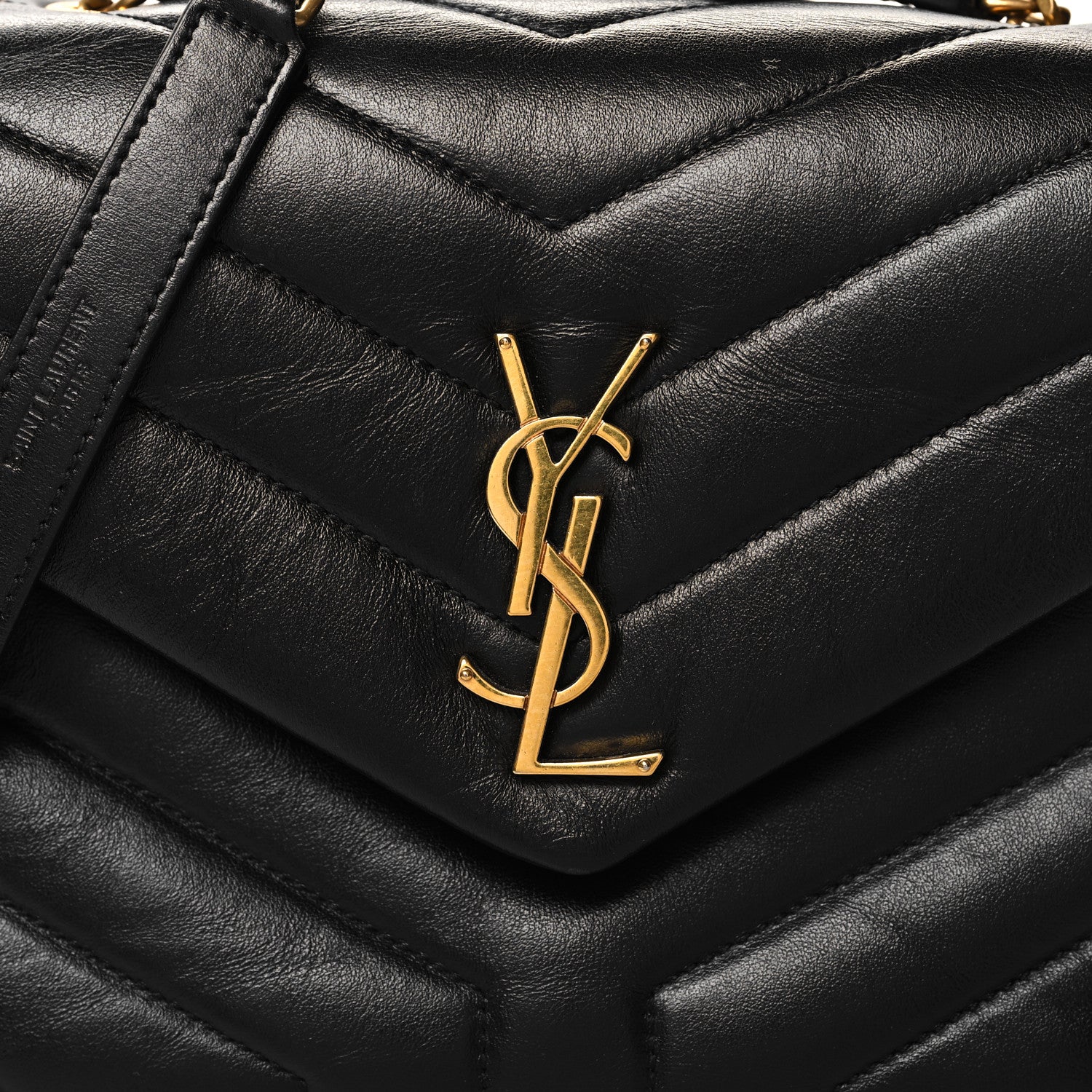 Saint Laurent Calfskin Y Quilted Monogram Small Loulou Chain Satchel Black 8 of 11