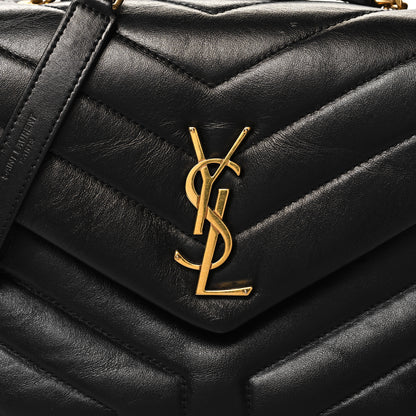 Saint Laurent Calfskin Y Quilted Monogram Small Loulou Chain Satchel Black 8 of 11