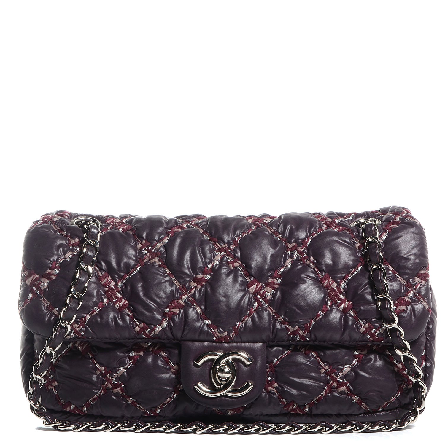 Chanel Nylon Quilted Tweed on Stitch Medium Bubble Flap Purple 1 of 9