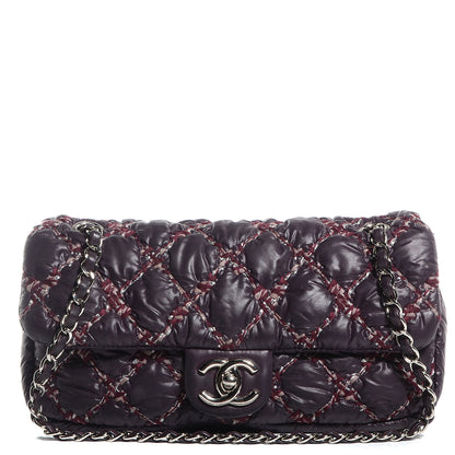 Chanel Nylon Quilted Tweed on Stitch Medium Bubble Flap Purple 1 of 9