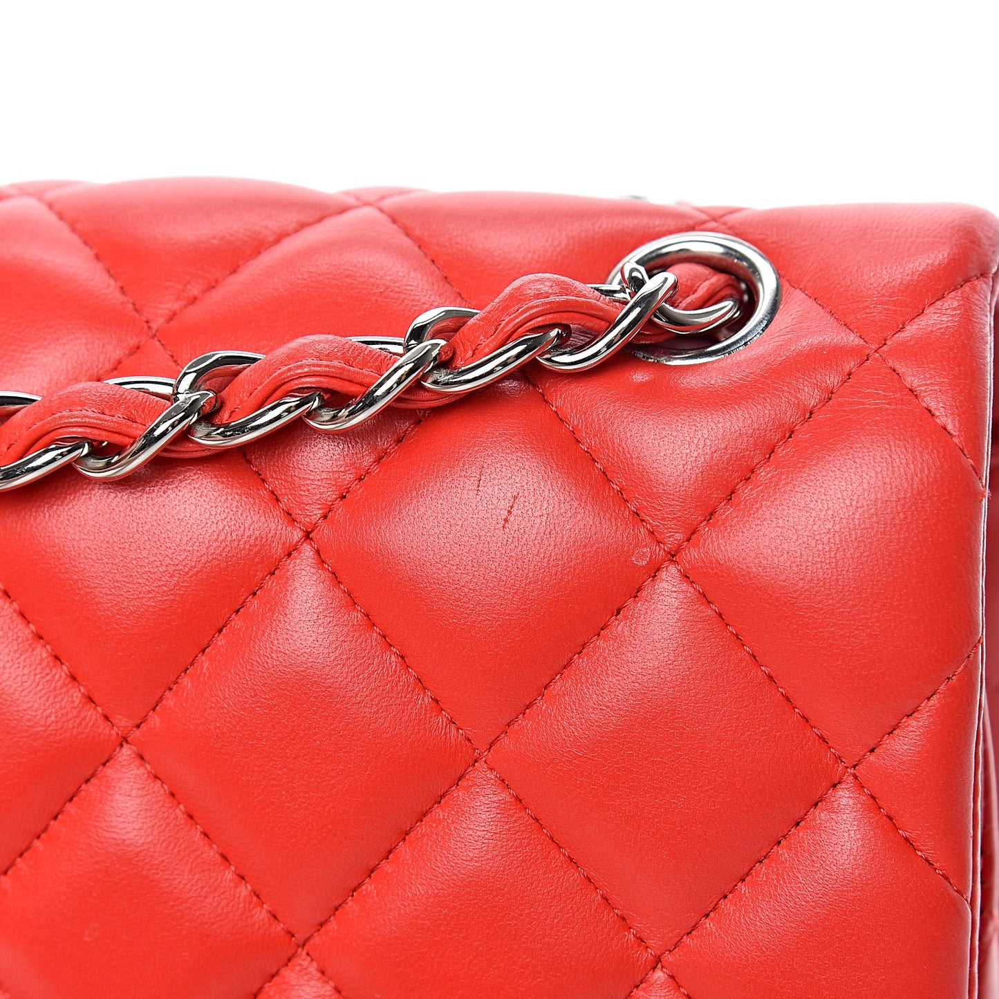 Lambskin Quilted Jumbo Double Flap Red