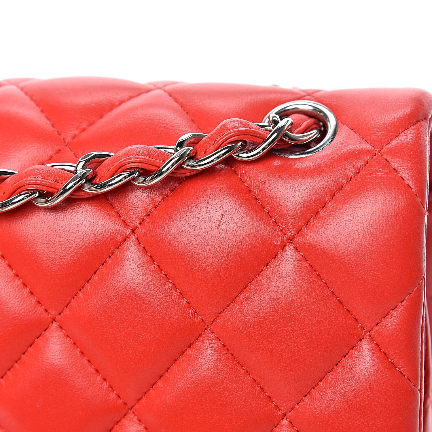 Chanel Lambskin Quilted Jumbo Double Flap Red 14 of 15
