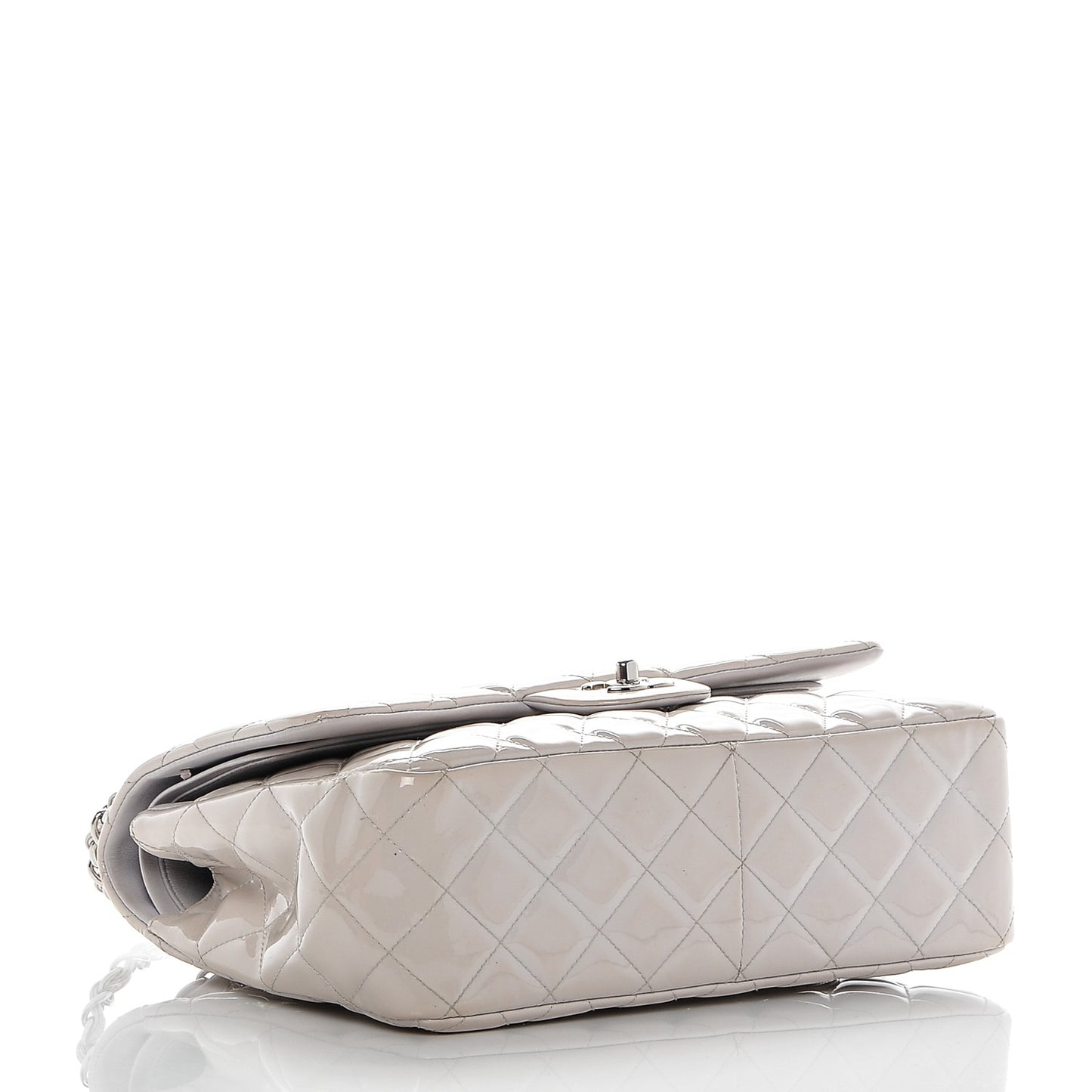 Patent Quilted Jumbo Double Flap Light Grey