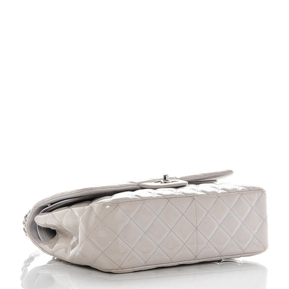 Chanel Patent Quilted Jumbo Double Flap Light Grey 4 of 9