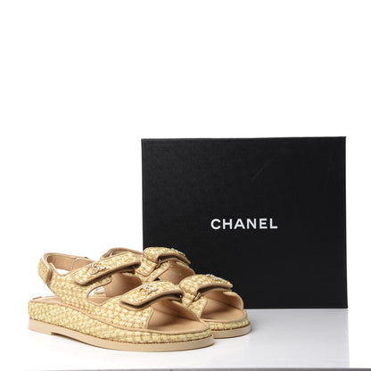 Chanel Braided Fabric Velcro Dad Sandals 40 Beige 10 of 10