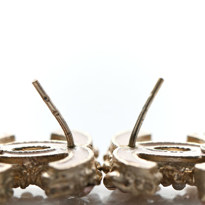 Chanel Crystal Pearl CC Earrings Gold 4 of 5