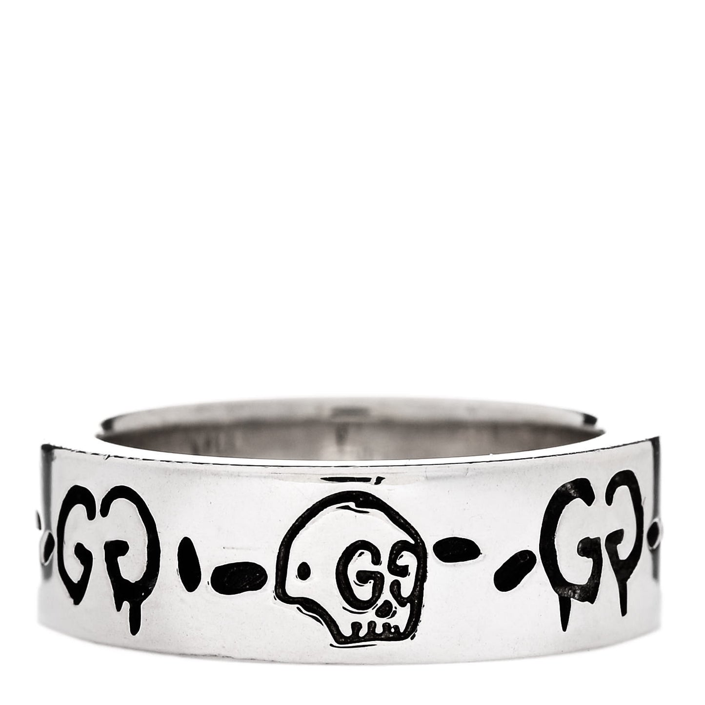 Sterling Silver Narrow GucciGhost Hamlet Skull Ring 46 3.75