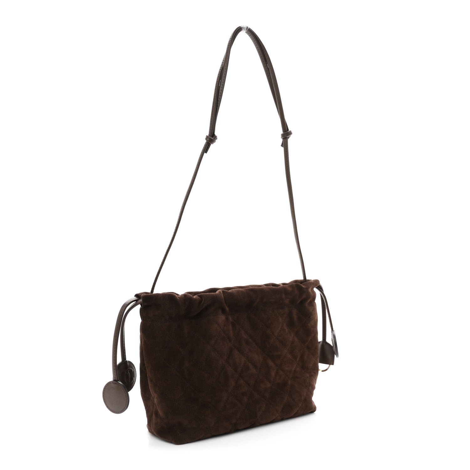 Chanel Suede Calfskin Lambskin Quilted Clutch With Strap Dark Brown 3 of 11
