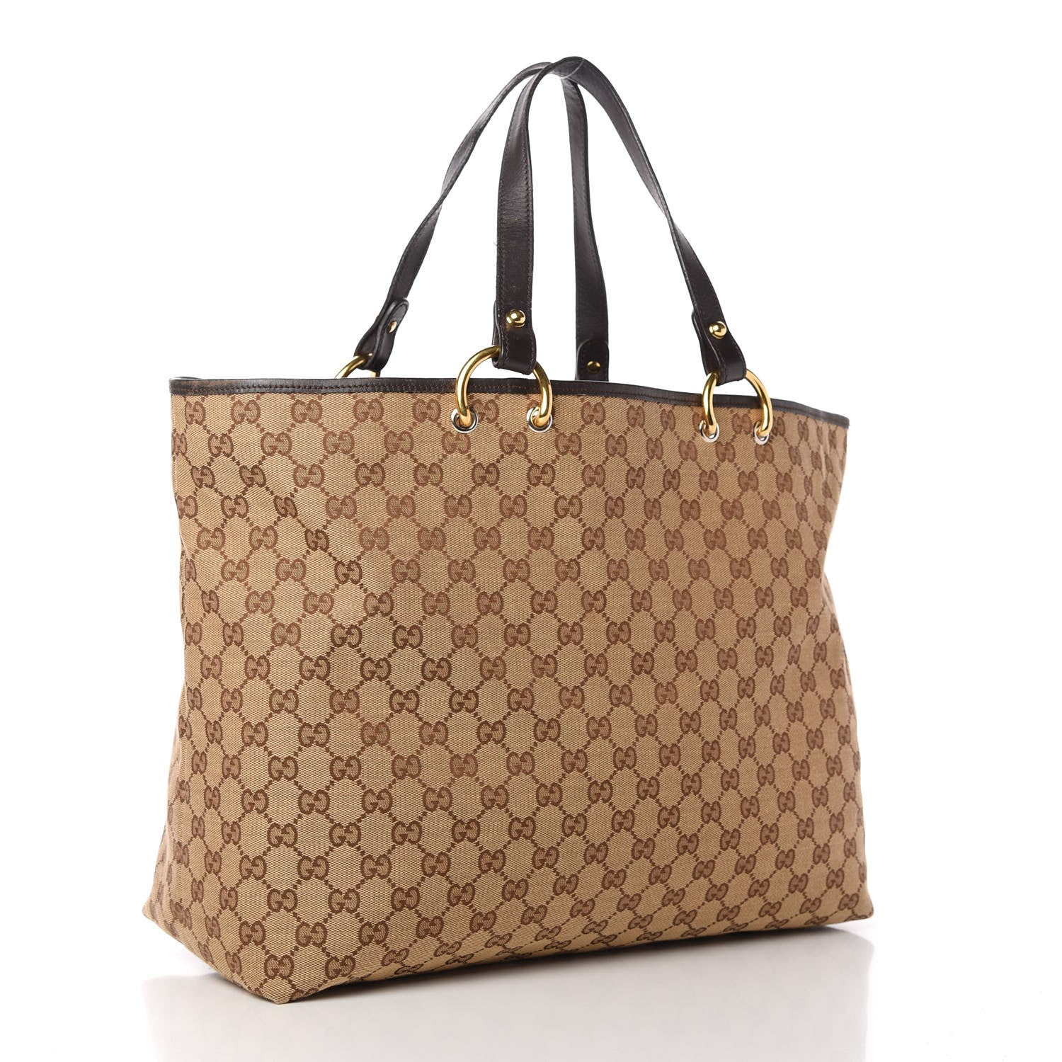 Gucci Monogram Denim Large Tote Brown 3 of 11
