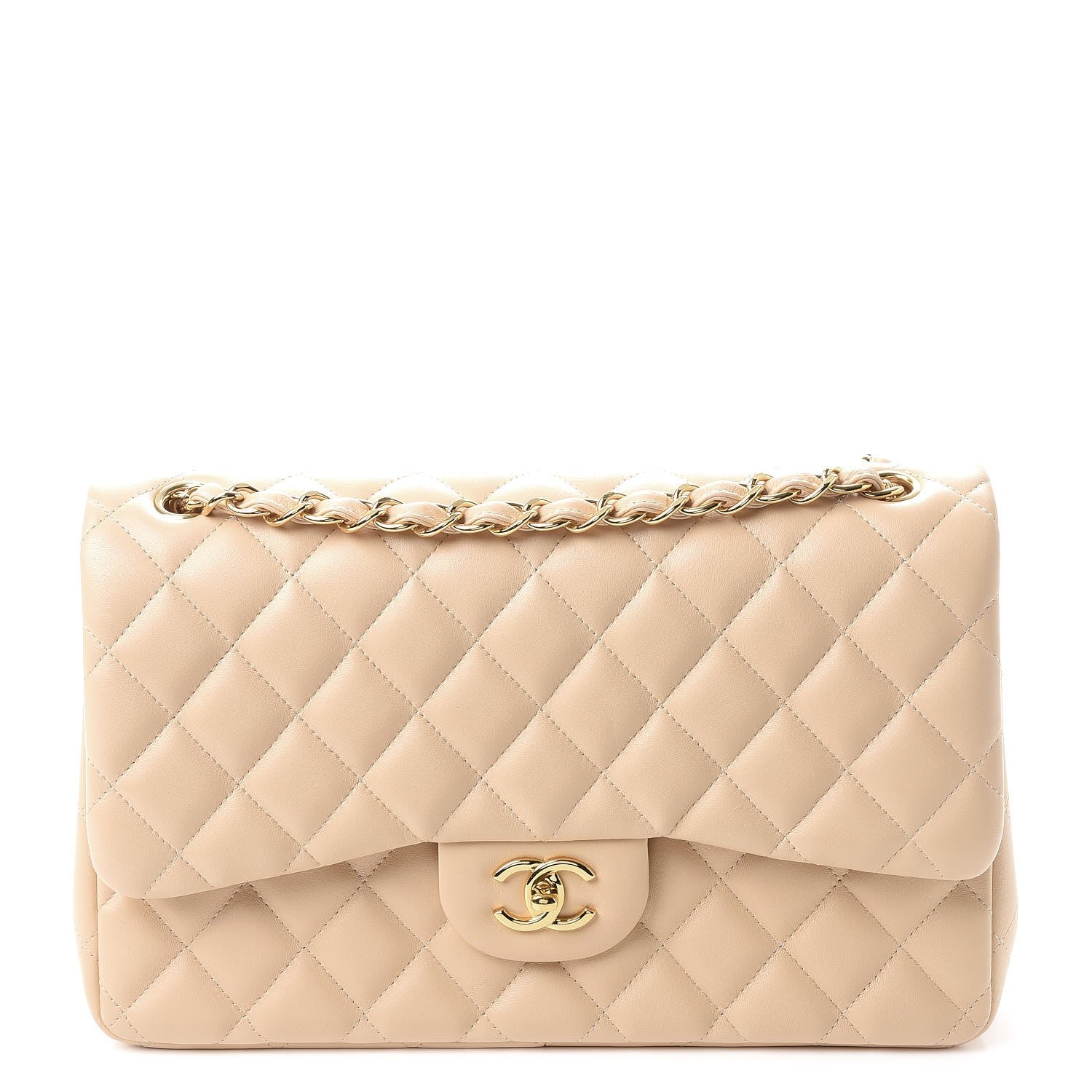 Chanel Lambskin Quilted Jumbo Double Flap Beige Clair 1 of 7