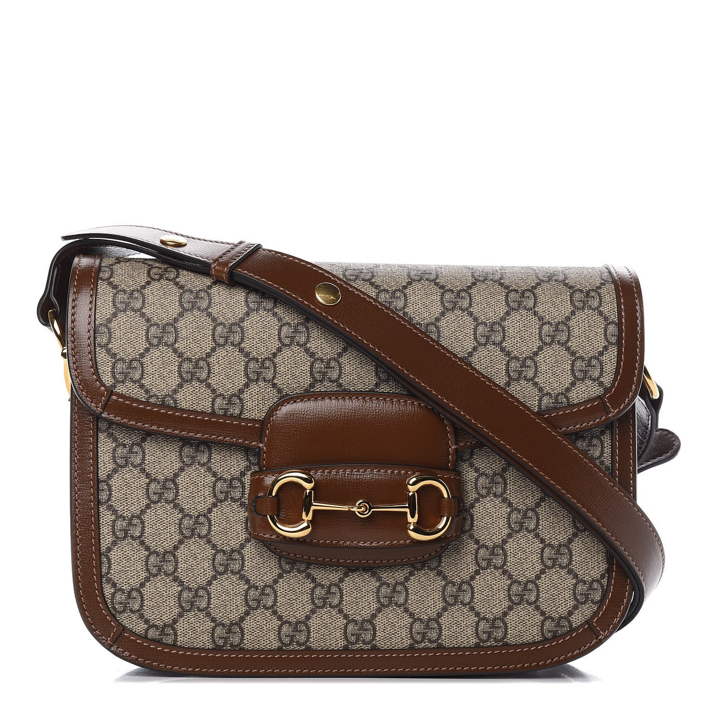 GG Supreme Monogram Horsebit 1955 Shoulder Bag Beige Brown Sugar