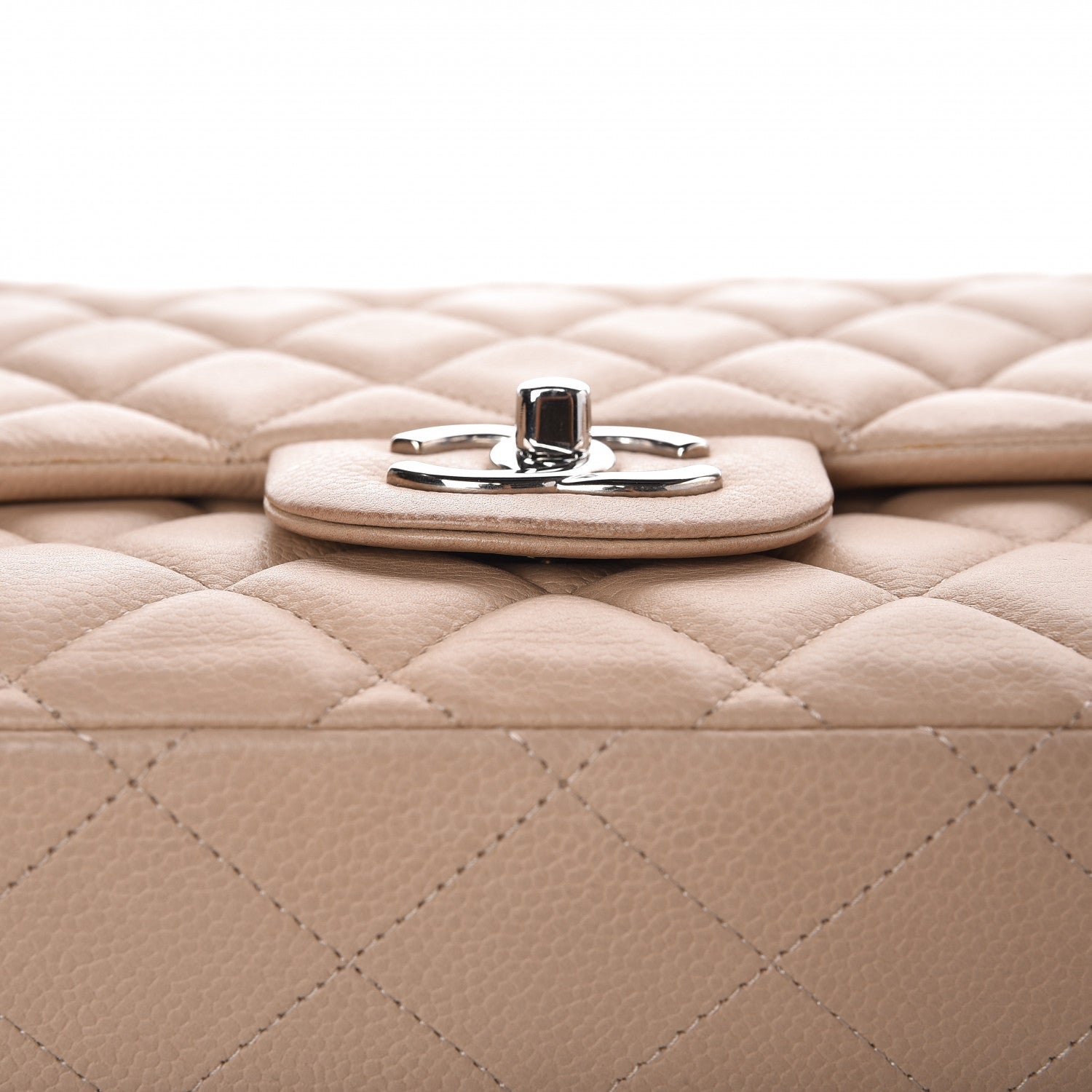 Chanel Caviar Quilted Maxi Double Flap Beige 10 of 14