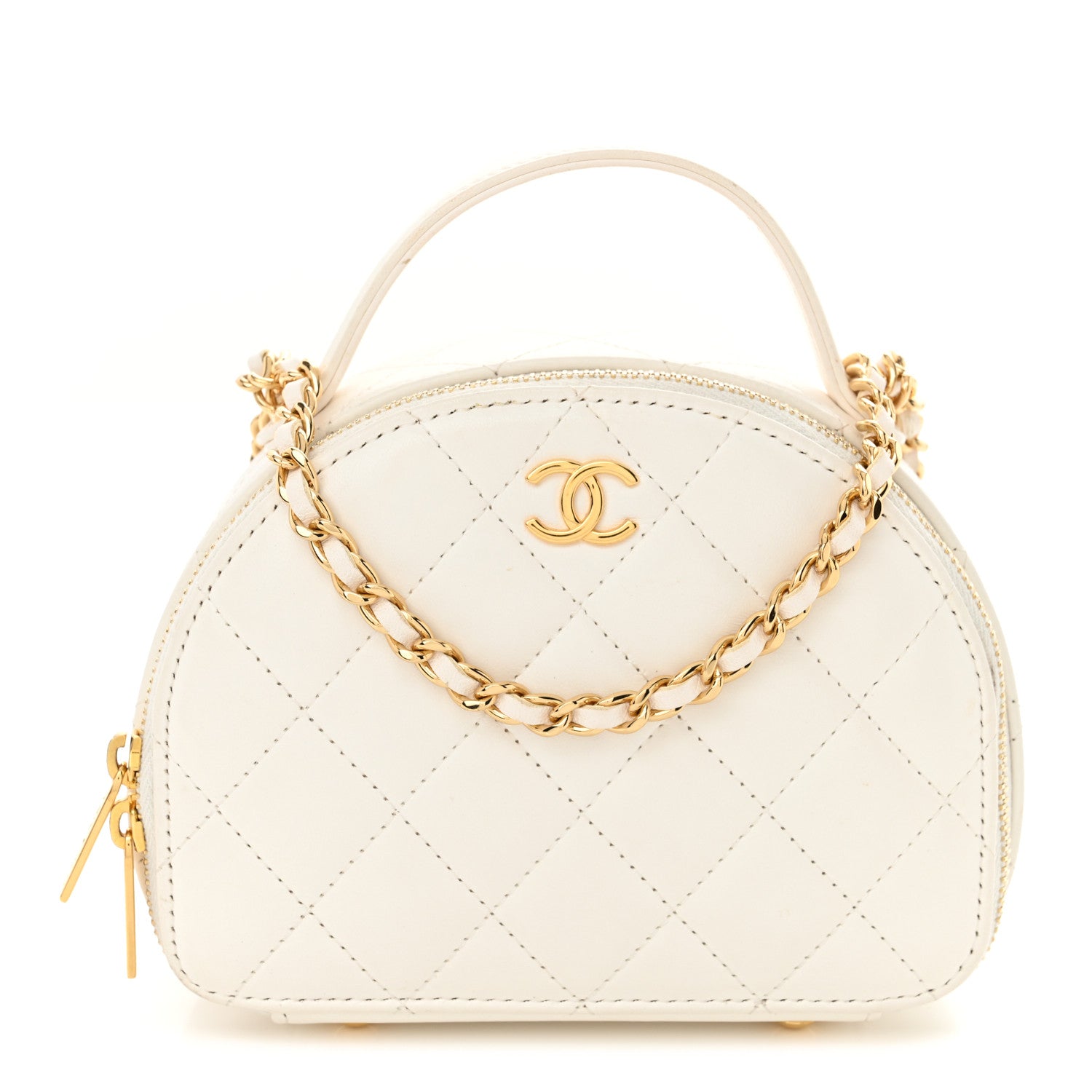 Chanel Lambskin Quilted Small Chic Riviera Top Handle Vanity Case White 1 of 11