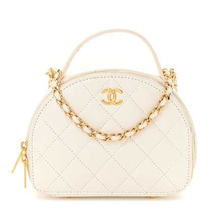 Chanel Lambskin Quilted Small Chic Riviera Top Handle Vanity Case White 1 of 11
