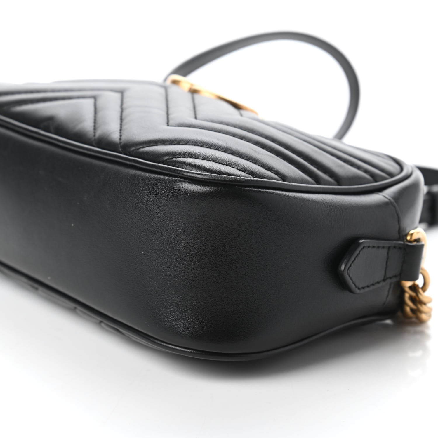 Gucci Calfskin Matelasse Small GG Marmont Chain Shoulder Bag Black 7 of 11