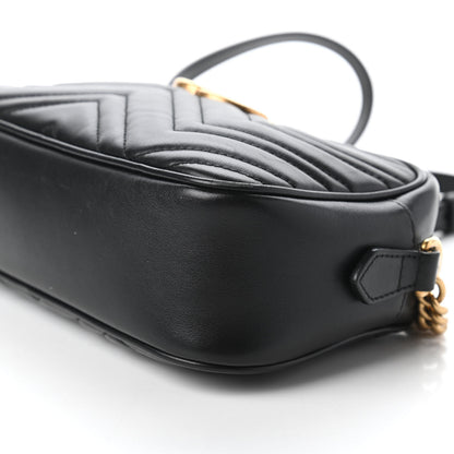 Gucci Calfskin Matelasse Small GG Marmont Chain Shoulder Bag Black 7 of 11