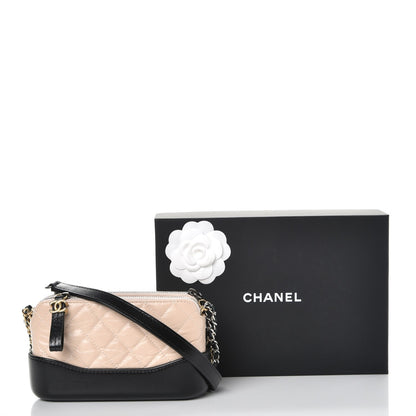 Chanel Aged Calfskin Quilted Small Gabrielle Clutch With Chain Beige Black 10 of 10