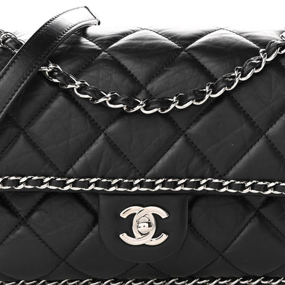 Chanel Crumpled Calfskin Medium Chain All Over Flap Black 8 of 10