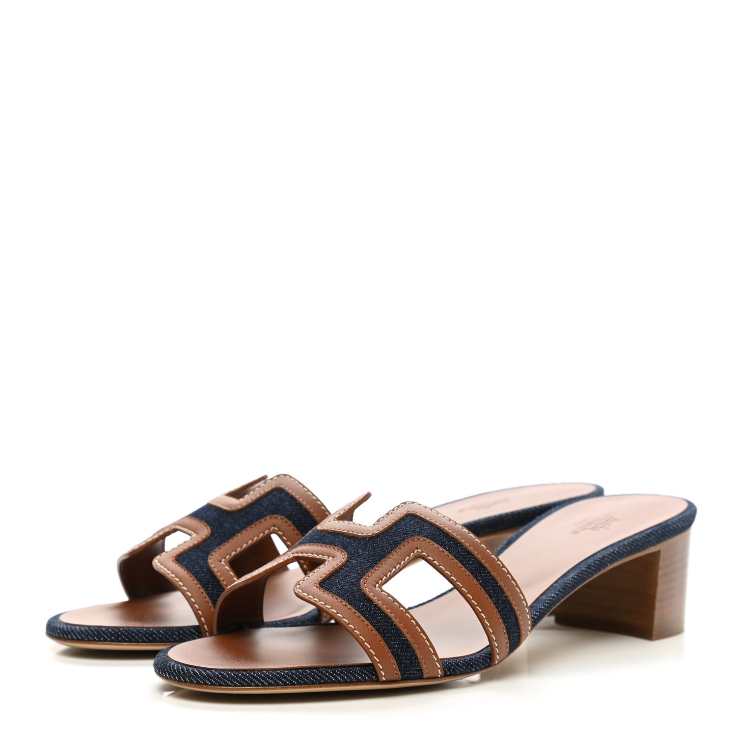 Calfskin Denim Oasis Sandals 38.5 Bleu Brut Gold